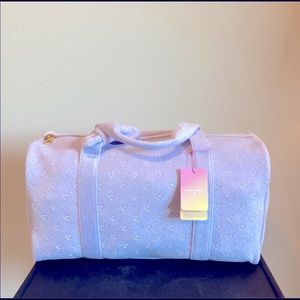 STONEY CLOVER LANE x TARGET: PURPLE TERRY CLOTH HEART DUFFEL! IN HAND